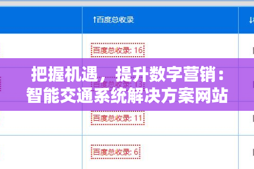 把握机遇，提升数字营销：智能交通系统解决方案网站批量发外链工具