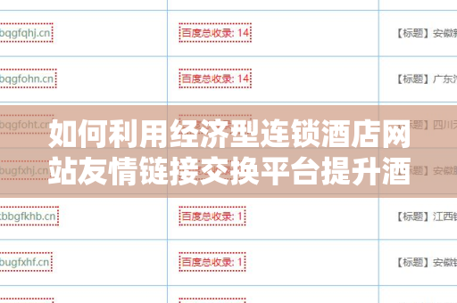 如何利用经济型连锁酒店网站友情链接交换平台提升酒店在线曝光率