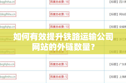 如何有效提升铁路运输公司网站的外链数量？