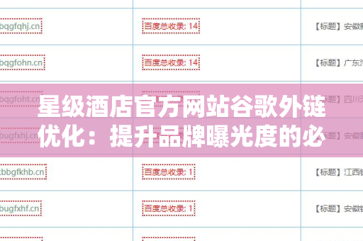 星级酒店官方网站谷歌外链优化：提升品牌曝光度的必经之路