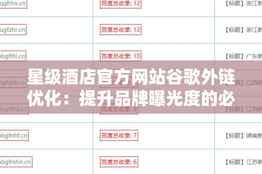 星级酒店官方网站谷歌外链优化：提升品牌曝光度的必经之路
