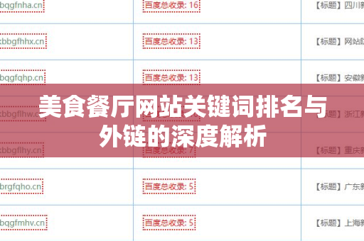 美食餐厅网站关键词排名与外链的深度解析