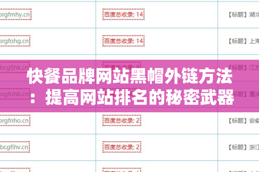 快餐品牌网站黑帽外链方法：提高网站排名的秘密武器