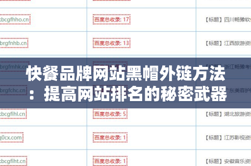 快餐品牌网站黑帽外链方法：提高网站排名的秘密武器