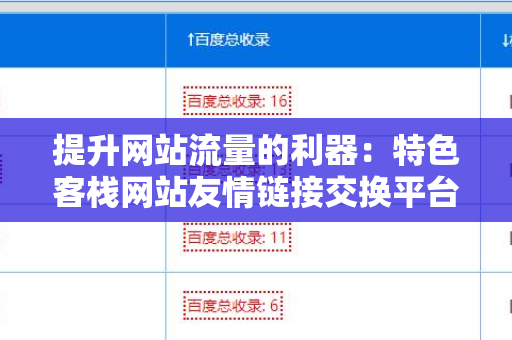 提升网站流量的利器：特色客栈网站友情链接交换平台
