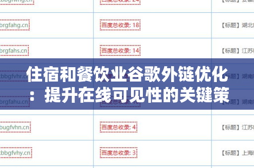 住宿和餐饮业谷歌外链优化：提升在线可见性的关键策略