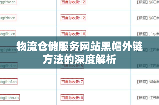 物流仓储服务网站黑帽外链方法的深度解析