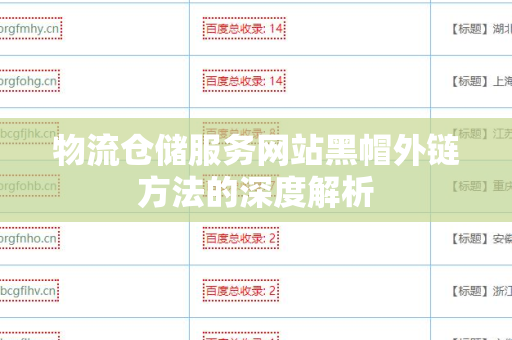 物流仓储服务网站黑帽外链方法的深度解析
