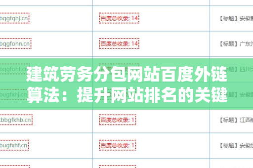 建筑劳务分包网站百度外链算法：提升网站排名的关键策略