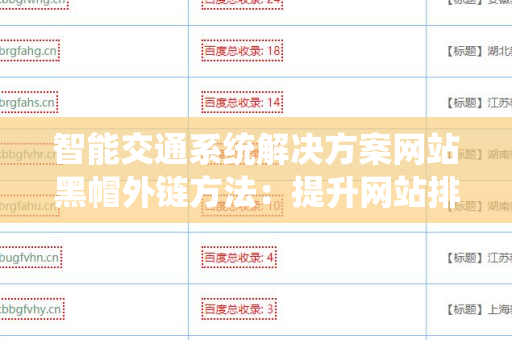 智能交通系统解决方案网站黑帽外链方法：提升网站排名的新策略