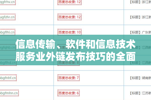 信息传输、软件和信息技术服务业外链发布技巧的全面指南