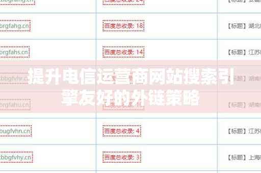 提升电信运营商网站搜索引擎友好的外链策略