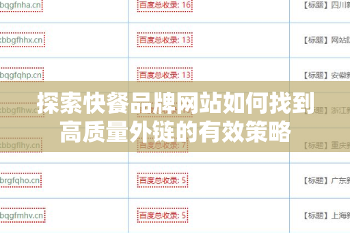 探索快餐品牌网站如何找到高质量外链的有效策略