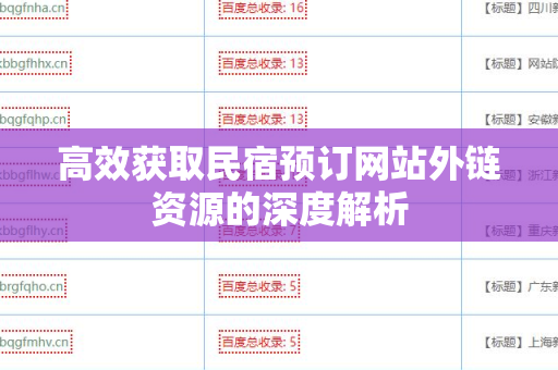 高效获取民宿预订网站外链资源的深度解析
