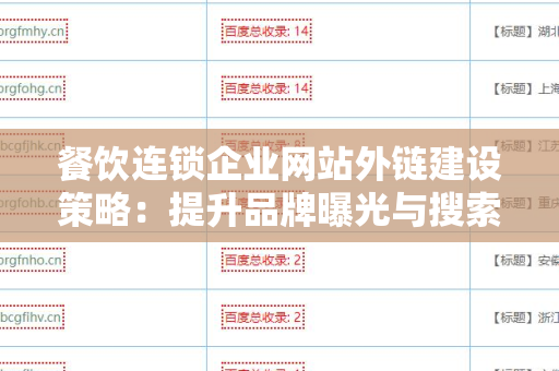 餐饮连锁企业网站外链建设策略：提升品牌曝光与搜索排名的关键