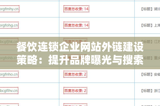 餐饮连锁企业网站外链建设策略：提升品牌曝光与搜索排名的关键