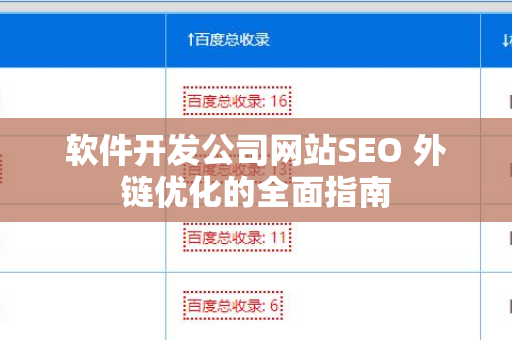 软件开发公司网站SEO 外链优化的全面指南