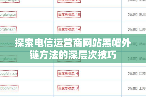 探索电信运营商网站黑帽外链方法的深层次技巧