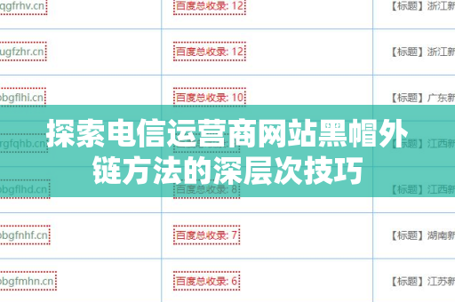 探索电信运营商网站黑帽外链方法的深层次技巧