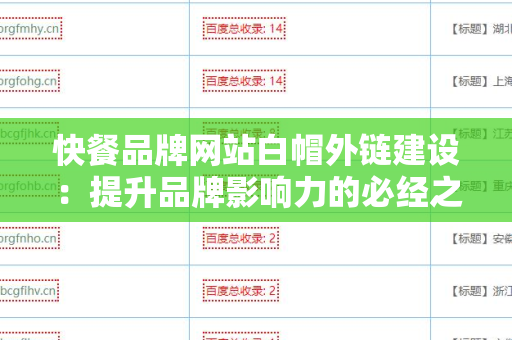 快餐品牌网站白帽外链建设：提升品牌影响力的必经之路