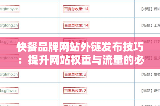 快餐品牌网站外链发布技巧：提升网站权重与流量的必备策略