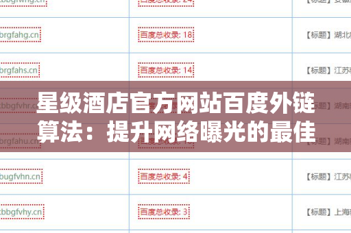 星级酒店官方网站百度外链算法：提升网络曝光的最佳实践
