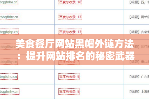 美食餐厅网站黑帽外链方法：提升网站排名的秘密武器
