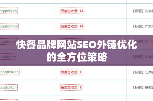 快餐品牌网站SEO外链优化的全方位策略