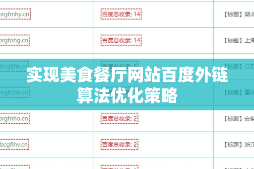 实现美食餐厅网站百度外链算法优化策略