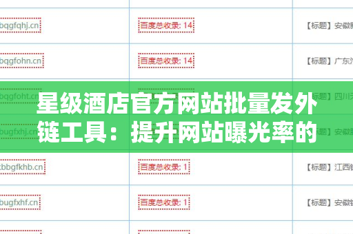 星级酒店官方网站批量发外链工具：提升网站曝光率的秘诀