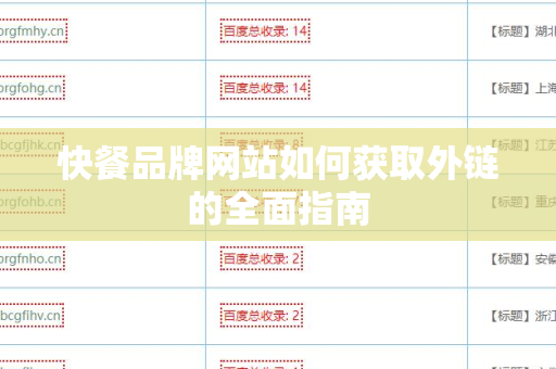 快餐品牌网站如何获取外链的全面指南