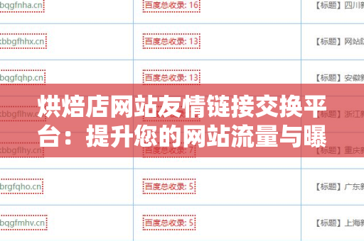 烘焙店网站友情链接交换平台：提升您的网站流量与曝光