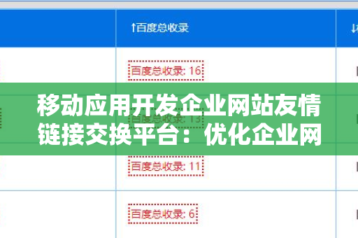 移动应用开发企业网站友情链接交换平台：优化企业网络推广的新策略