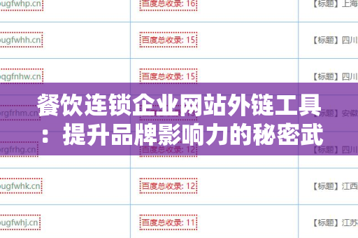 餐饮连锁企业网站外链工具：提升品牌影响力的秘密武器