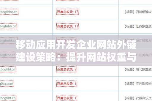 移动应用开发企业网站外链建设策略：提升网站权重与流量的有效方法