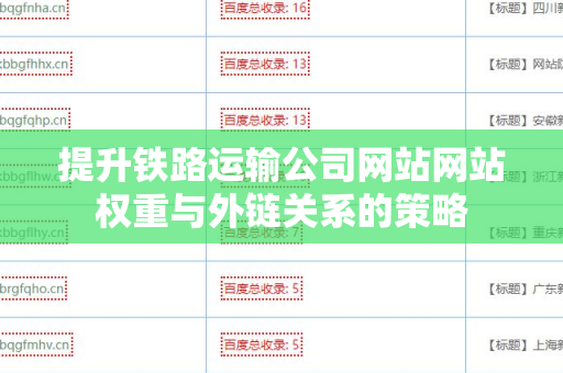 提升铁路运输公司网站网站权重与外链关系的策略