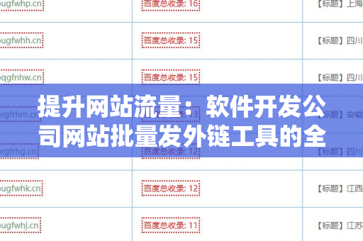 提升网站流量：软件开发公司网站批量发外链工具的全面解析