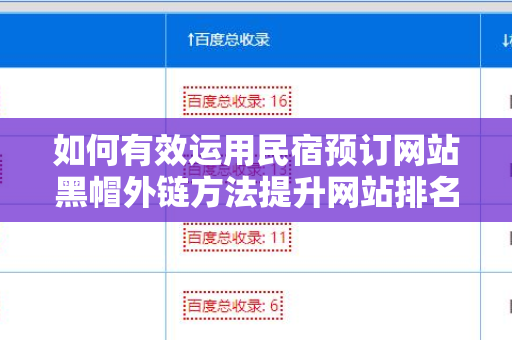 如何有效运用民宿预订网站黑帽外链方法提升网站排名？