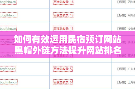 如何有效运用民宿预订网站黑帽外链方法提升网站排名？