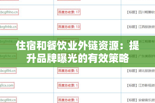住宿和餐饮业外链资源：提升品牌曝光的有效策略