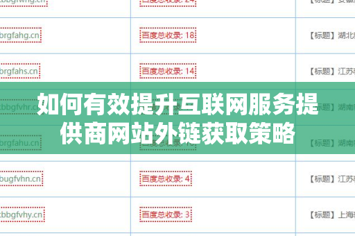 如何有效提升互联网服务提供商网站外链获取策略