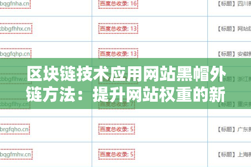 区块链技术应用网站黑帽外链方法：提升网站权重的新策略