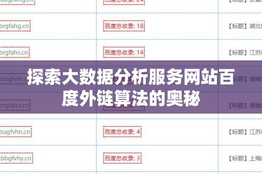 探索大数据分析服务网站百度外链算法的奥秘
