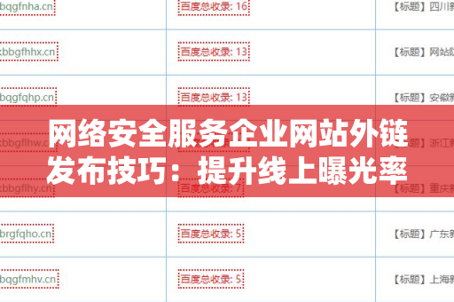 网络安全服务企业网站外链发布技巧：提升线上曝光率的全面指南