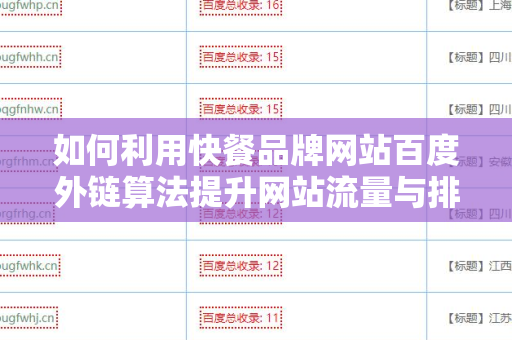 如何利用快餐品牌网站百度外链算法提升网站流量与排名