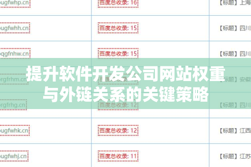 提升软件开发公司网站权重与外链关系的关键策略
