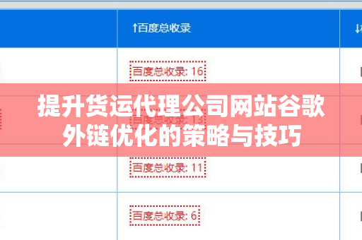提升货运代理公司网站谷歌外链优化的策略与技巧