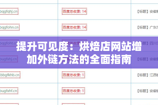 提升可见度：烘焙店网站增加外链方法的全面指南