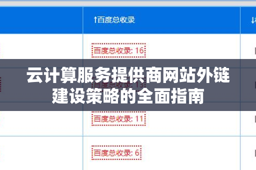 云计算服务提供商网站外链建设策略的全面指南
