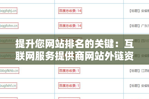 提升您网站排名的关键：互联网服务提供商网站外链资源
